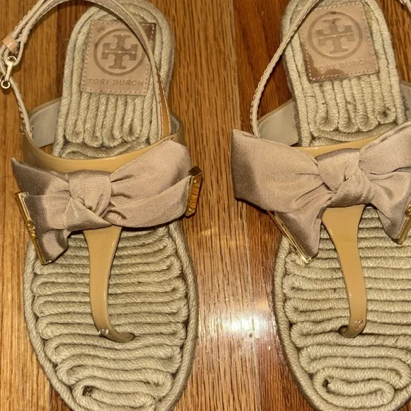 Tory Burch Penny Flat Bow Espadrille Thong Sandal - Picture 7 of 10